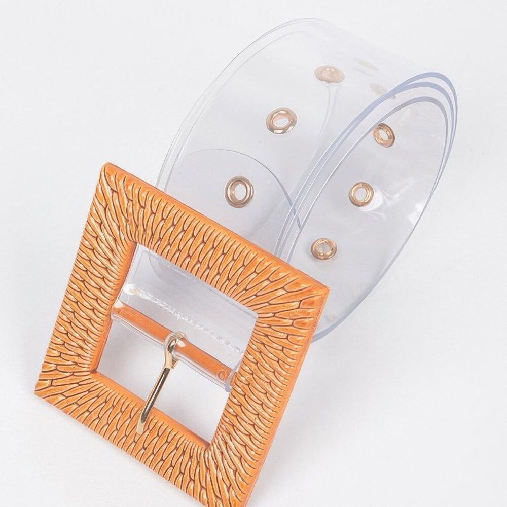 Faux Bamboo Buckle Plus Size Transparent Belt - Picture 4 of 4